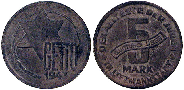 note from Lodz (Litzmannstadt) 5, 10, and 20 Mark Tokens