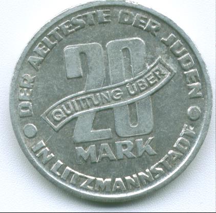 note from Lodz (Litzmannstadt) 5, 10, and 20 Mark Tokens