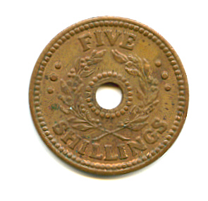 5 Shillings with and without hole