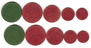 note from Crystal City Internment Camp Red and Green Tokens