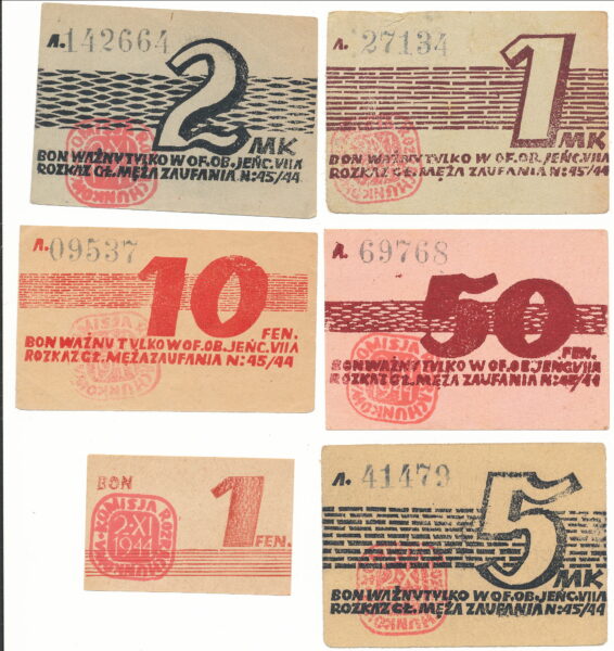 1, 10, 50 Pfennig and 1, 2, and 3 Marks
