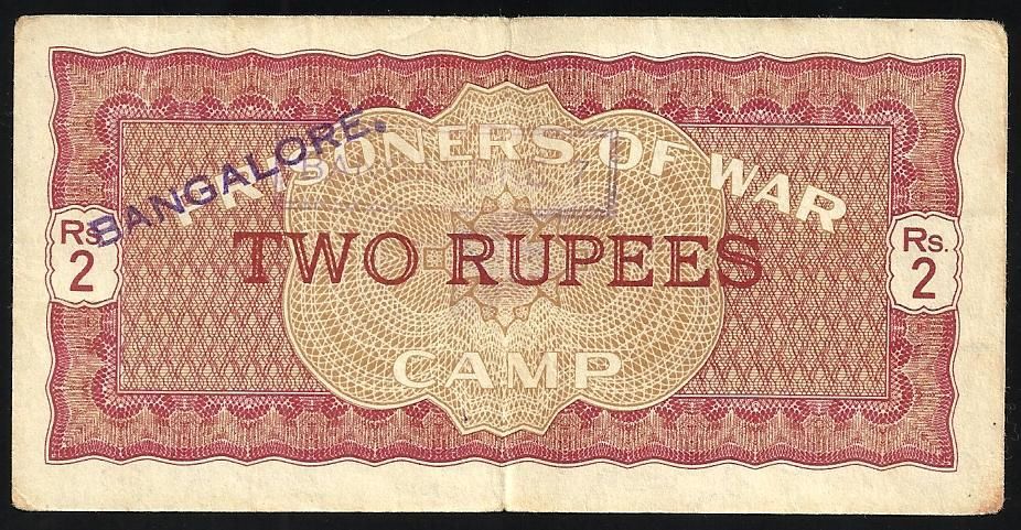 Type 2
2 Rupees with overstamp