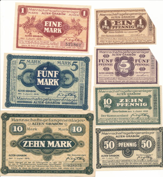 1, 5, 10, and 50 pfennig and 1, 5, and 10 marks